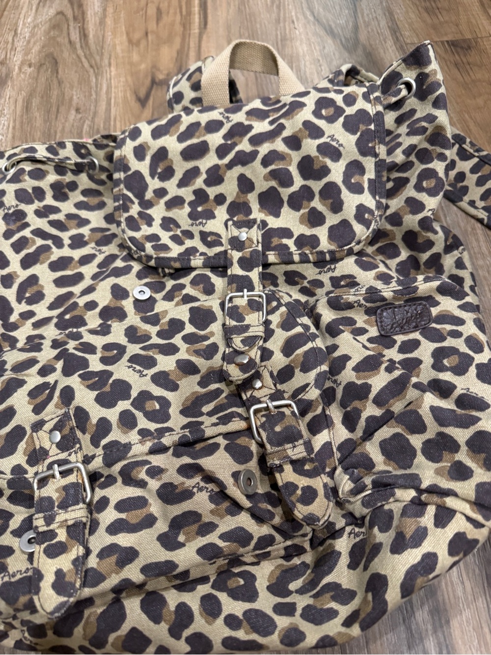 Aero Leopard Print Canvas Backpack - vintage Y2K look